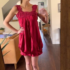 BCBG Red Slip Dress with Detailed Straps